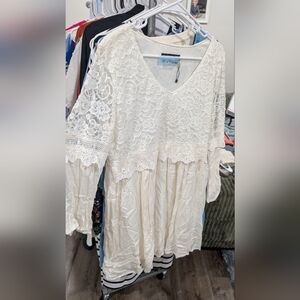 Zanzea Lace Mini Dress in Cream